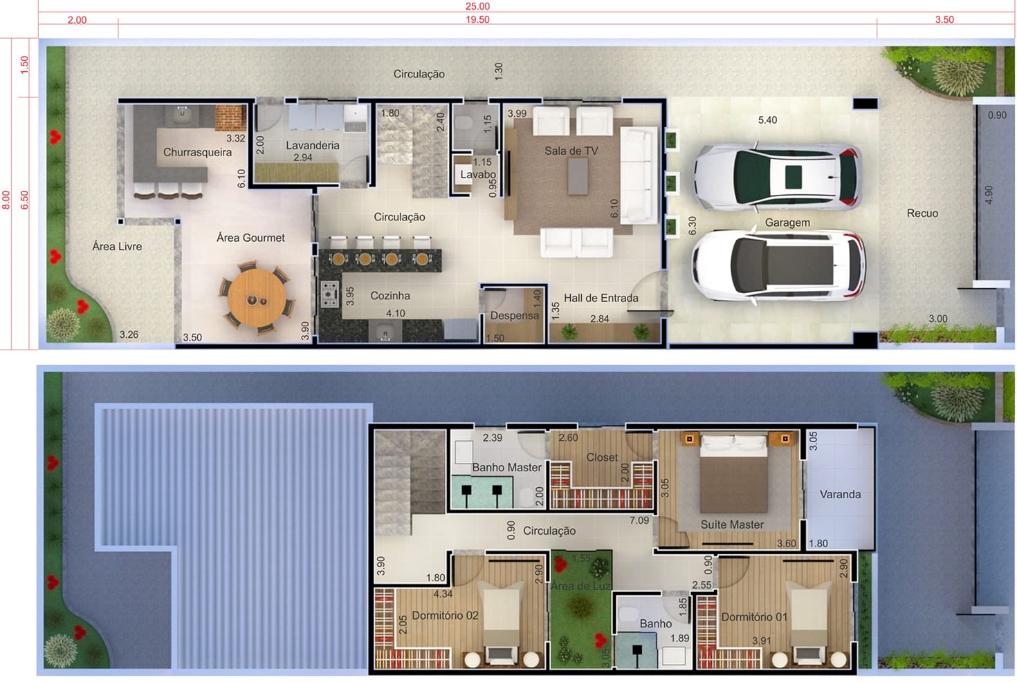 Casa de piso con 3 habitaciones8x25