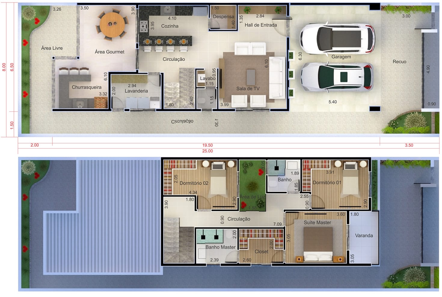 Casa de piso con 3 habitaciones8x25