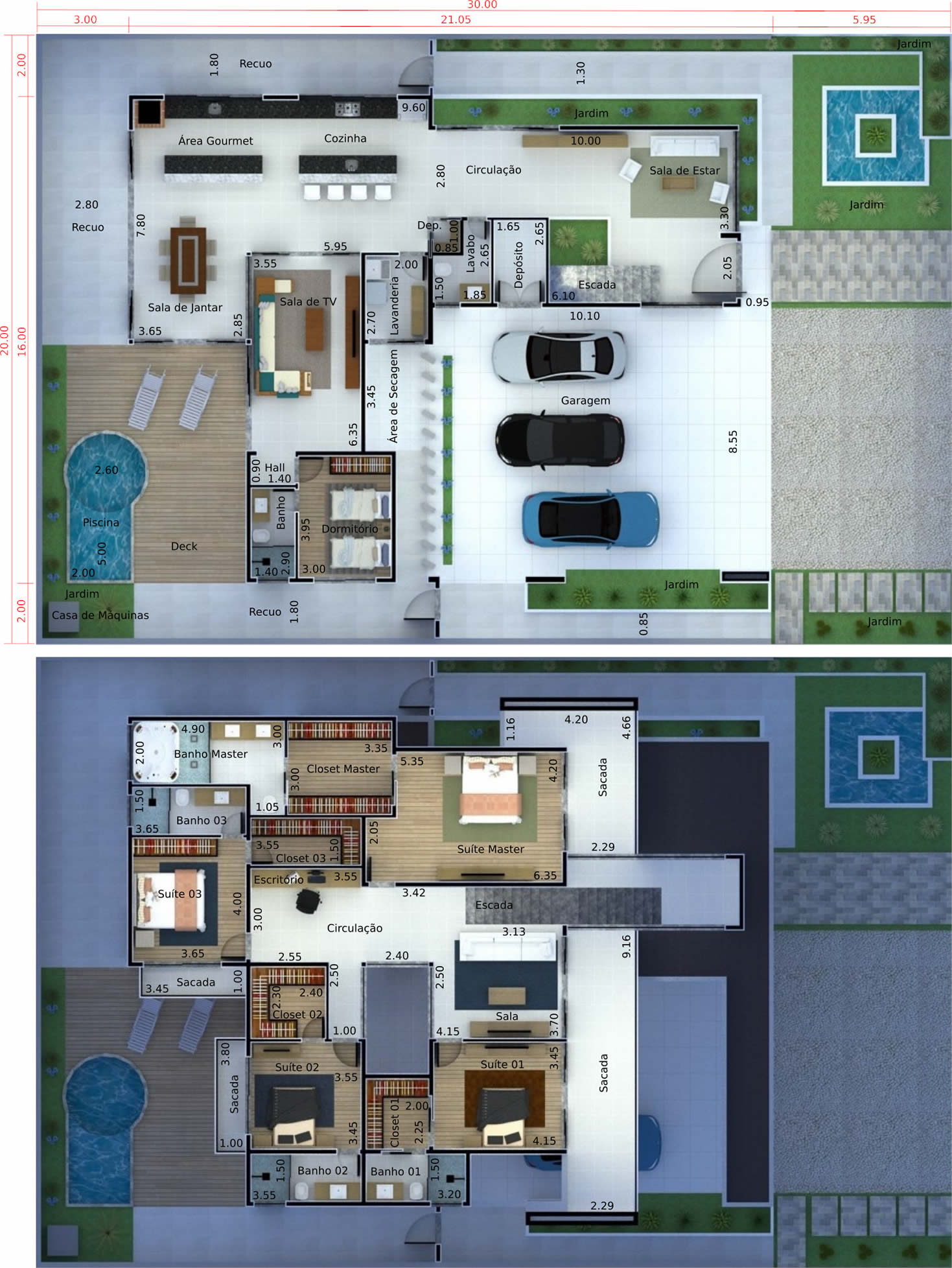 Plano de casa losa impermeable20x30