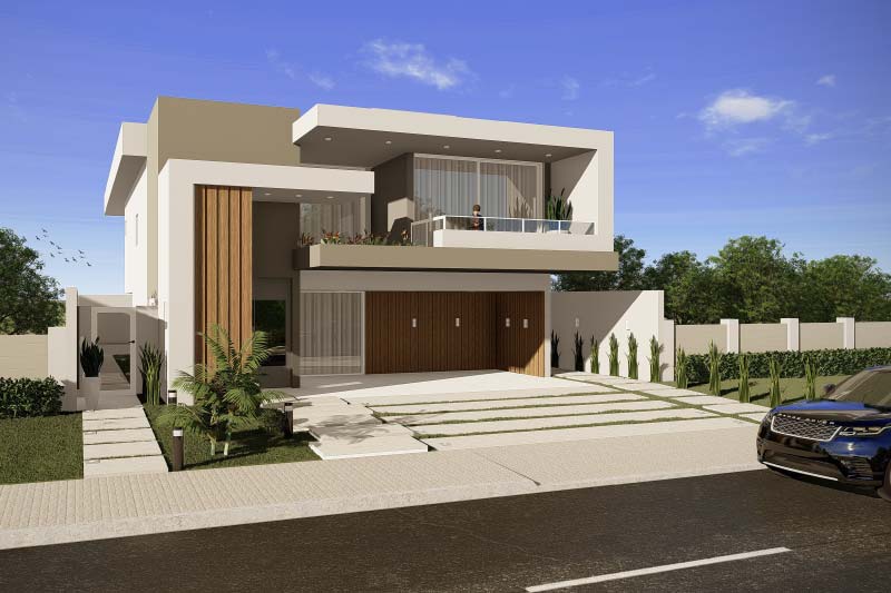Diseño de la casa con fachada moderna