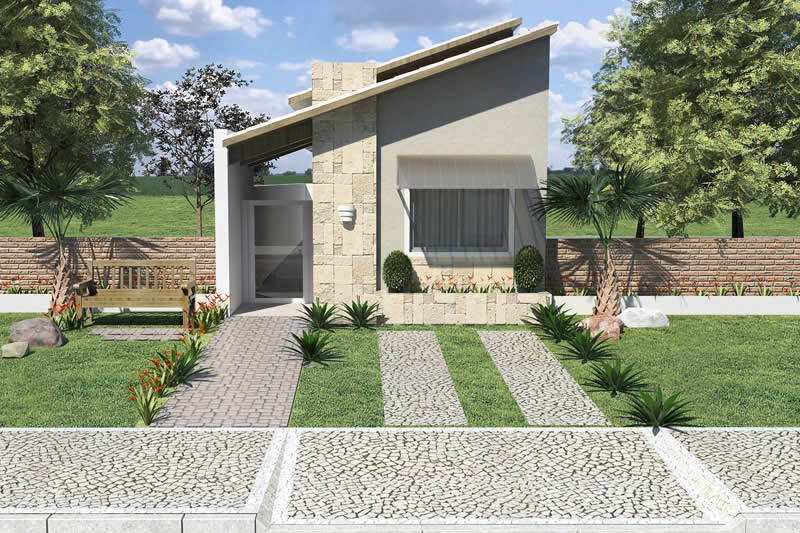 Plano de casa popular de 3 dormitorios