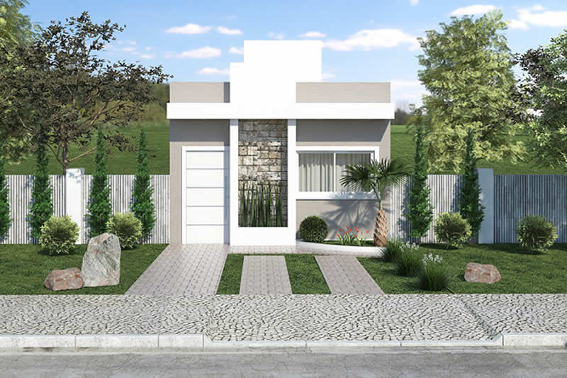 Plano de casa popular con 3 dormitorios