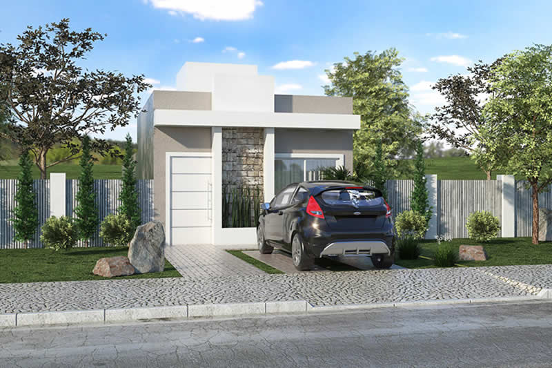 Plano de casa popular con 3 dormitorios