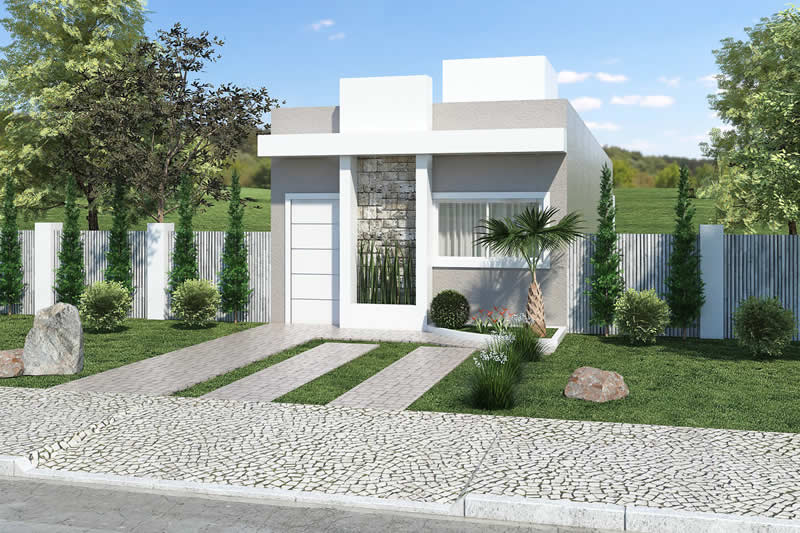Plano de casa popular con 3 dormitorios
