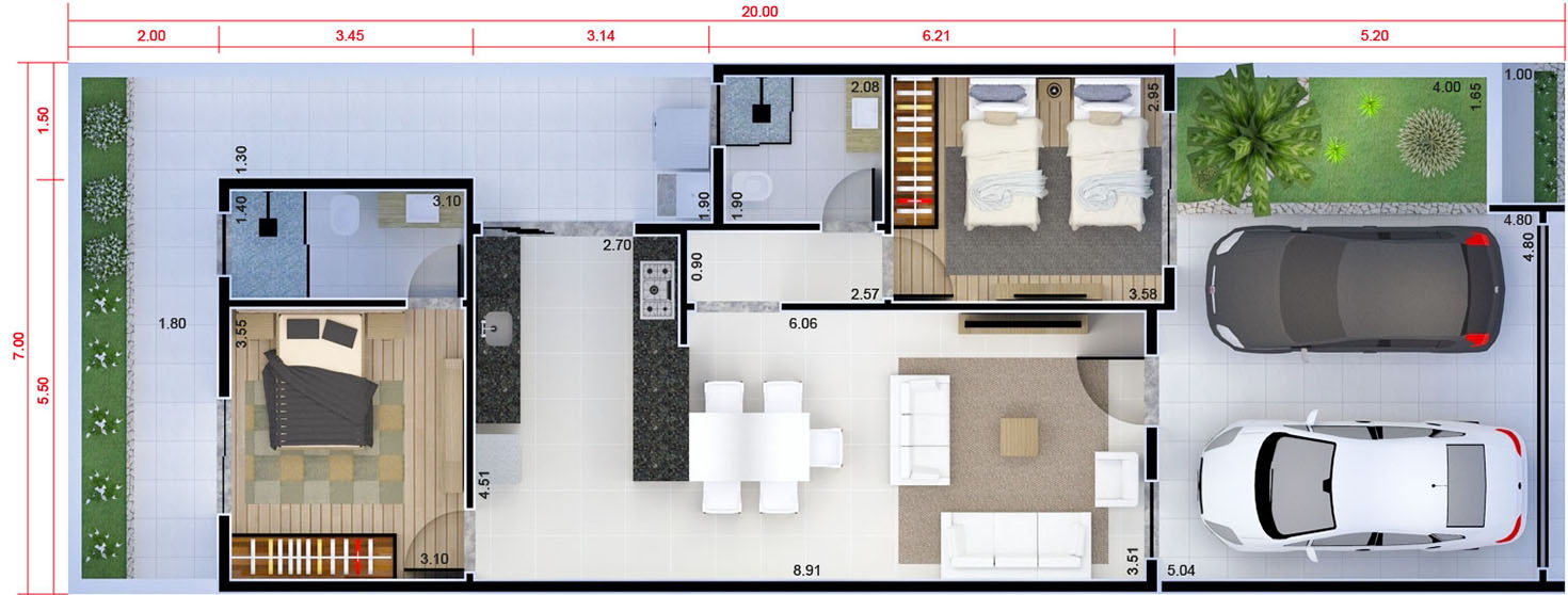 Planta de interior bajo coste7x20