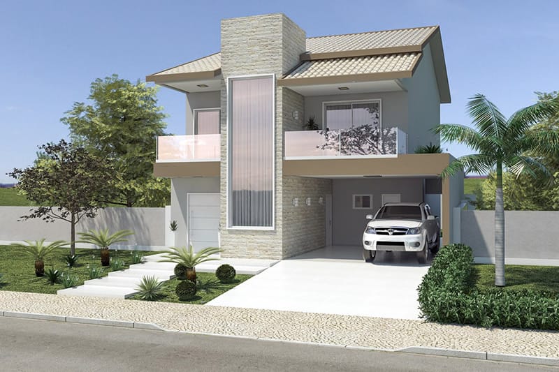 Plano de casa con techo a dos aguas