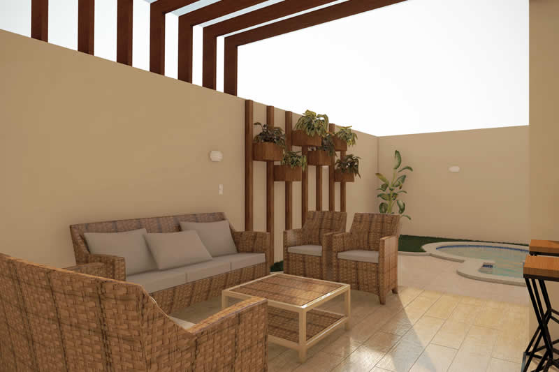 Plano de casa con techo a dos aguas