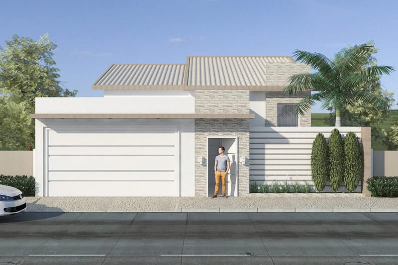 Plano de casa con poca casa y la piscina