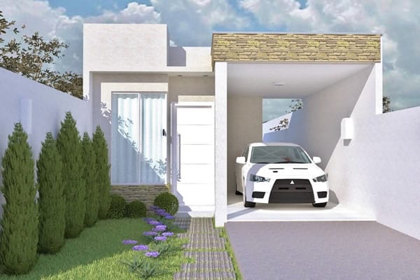 Plano de casa con techo integrado