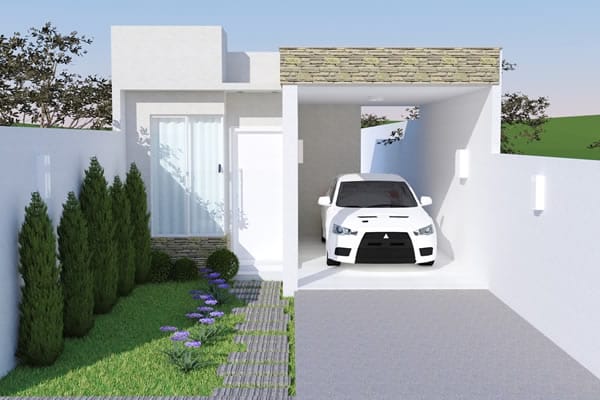 Plano de casa con techo integrado