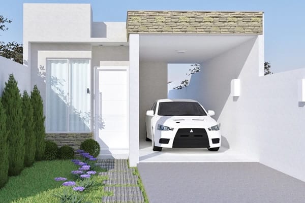 Plano de casa con techo integrado