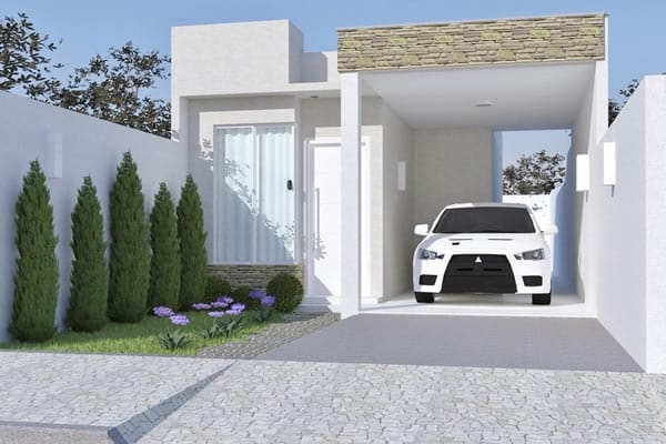 Plano de casa con techo integrado