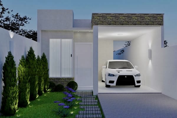 Plano de casa con techo integrado