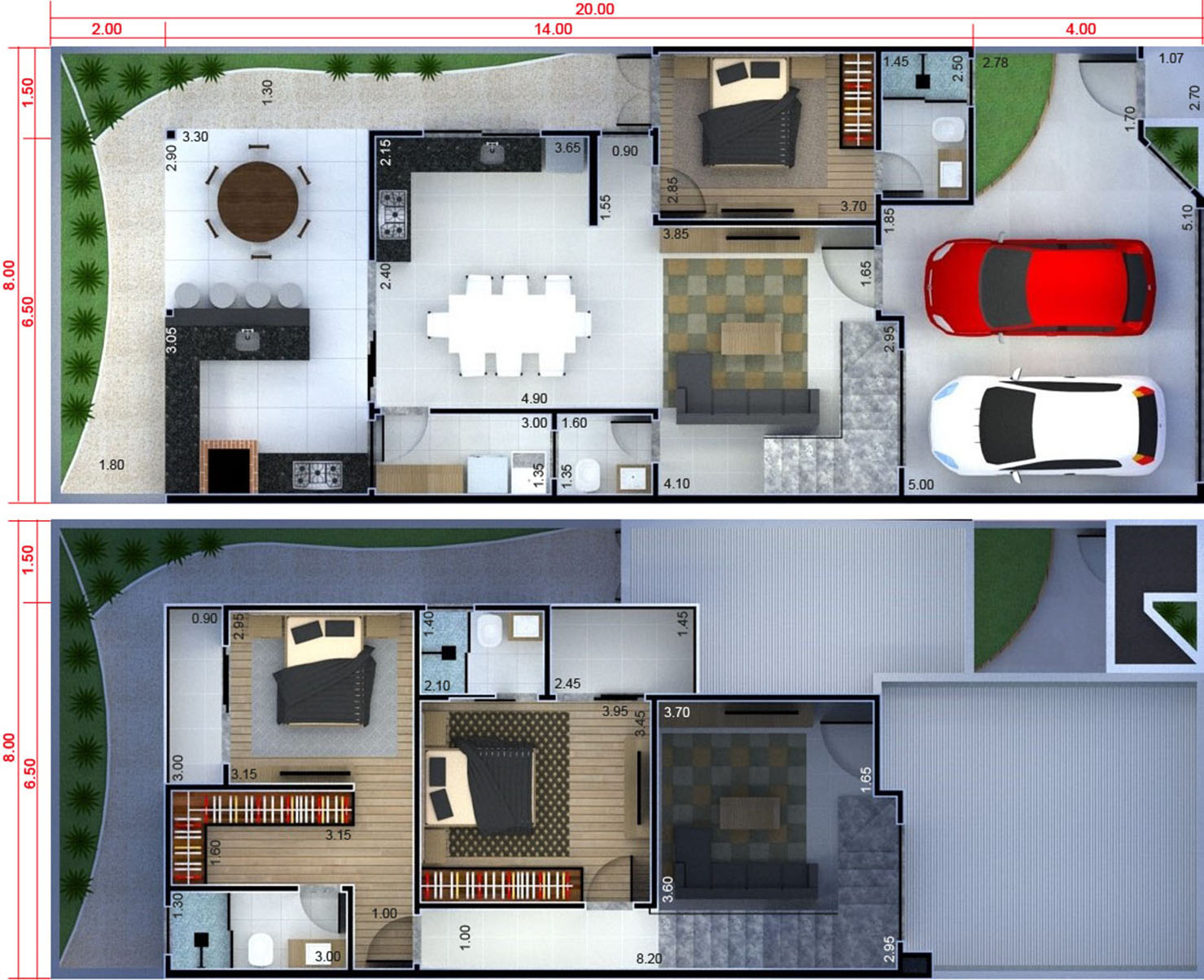 Plano de casa con gastronomía8x20