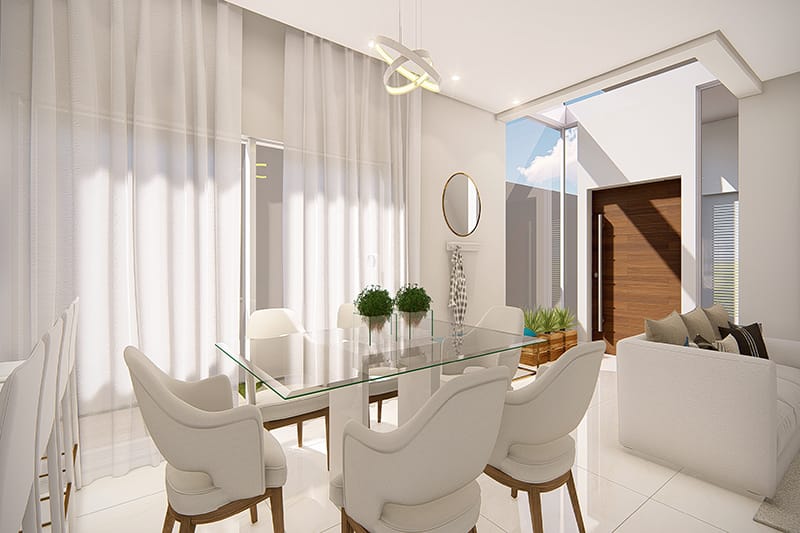 Plano de casa con cocina en el fondo