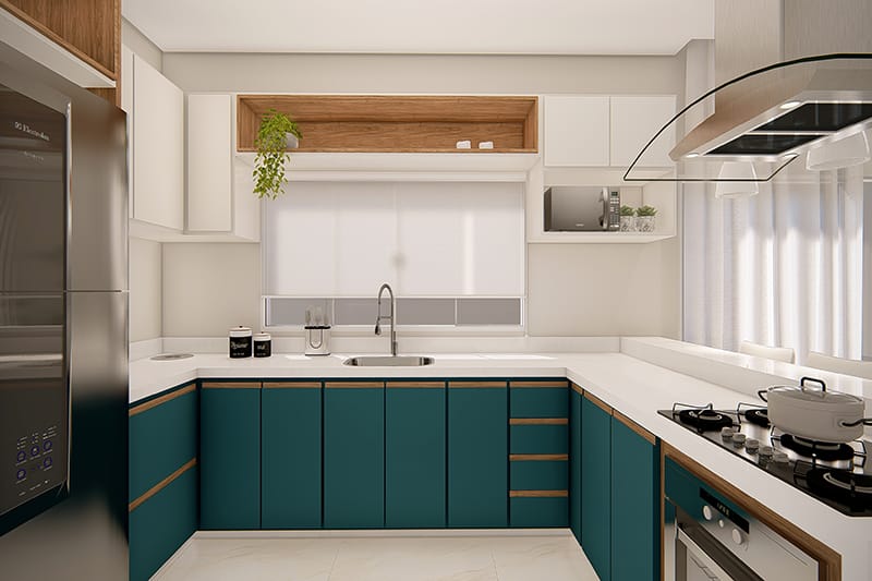 Plano de casa con cocina en el fondo