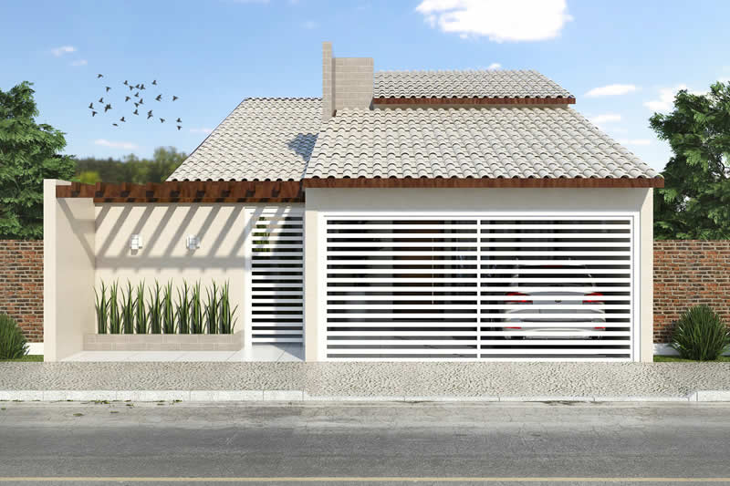 Plano de casa baja con techo a la vista