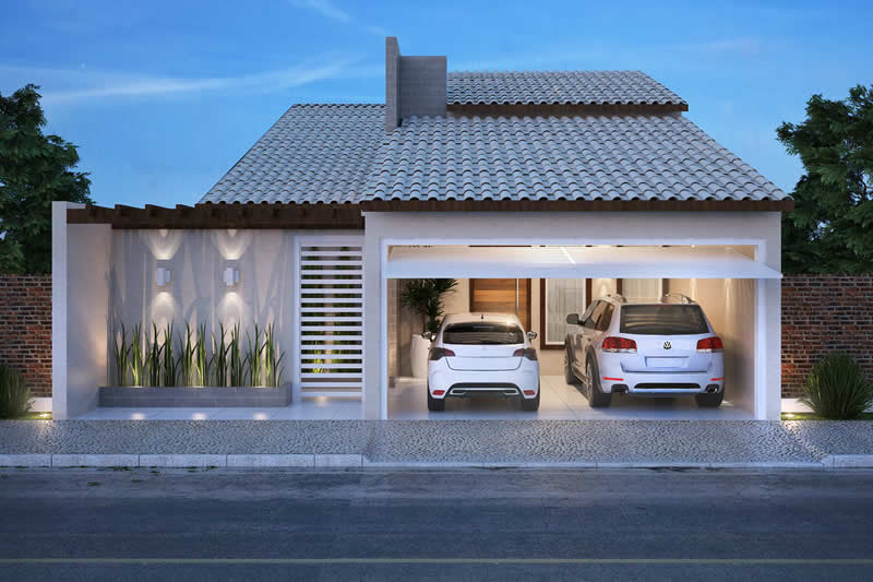 Plano de casa baja con techo a la vista