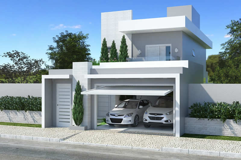 Plano de casa de 3 habitaciones con balcón