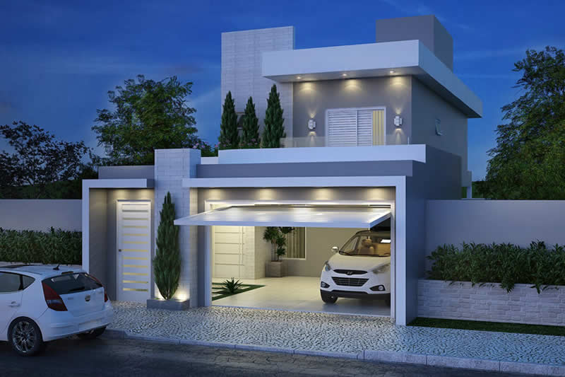 Plano de casa de 3 habitaciones con balcón