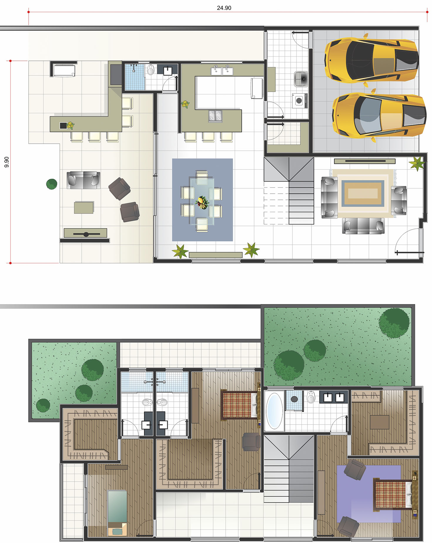 Plano de casa en estilo clásico13x30