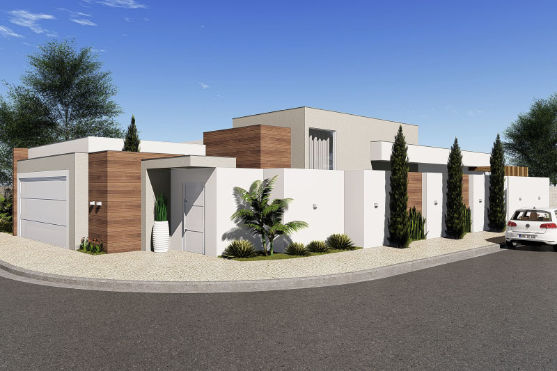 Plano de la casa de esquina con puerta