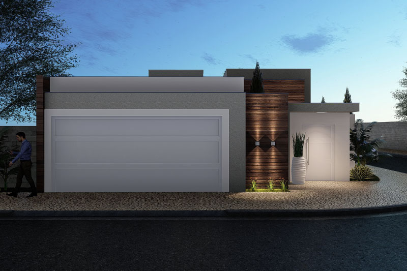 Plano de la casa de esquina con puerta