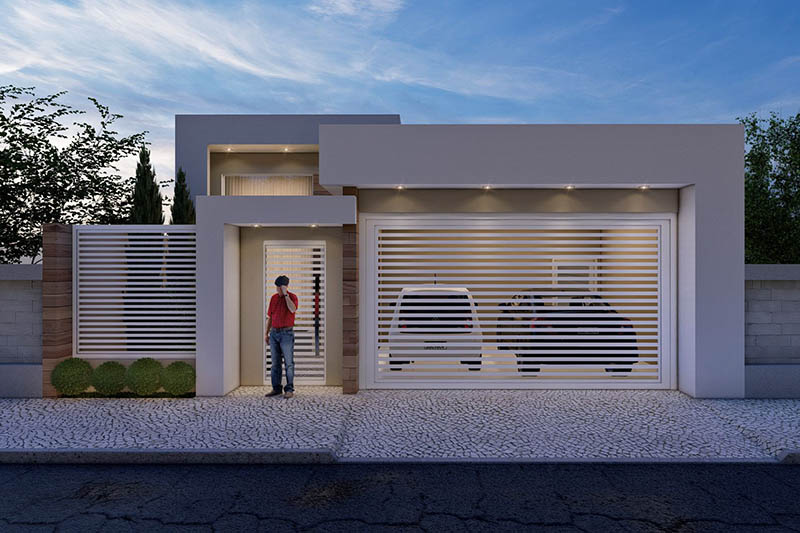 Plano de casa moderna con puerta