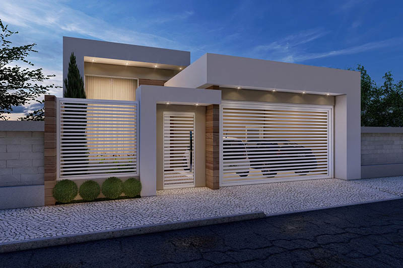 Plano de casa moderna con puerta