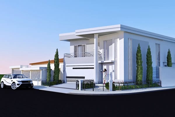 Plano de casa el lote de esquina