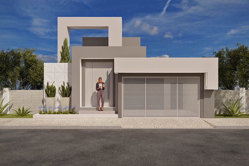 Plano de casa moderna e imponente