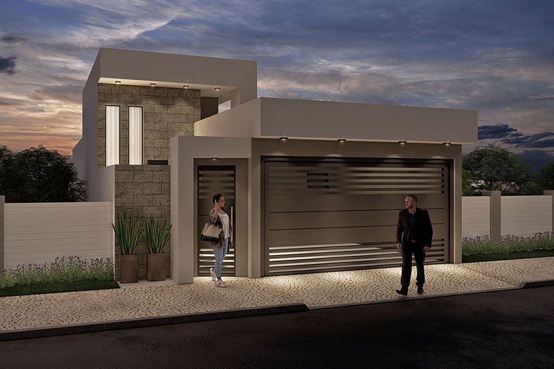Proyecto de planta baja con piedra en fachada