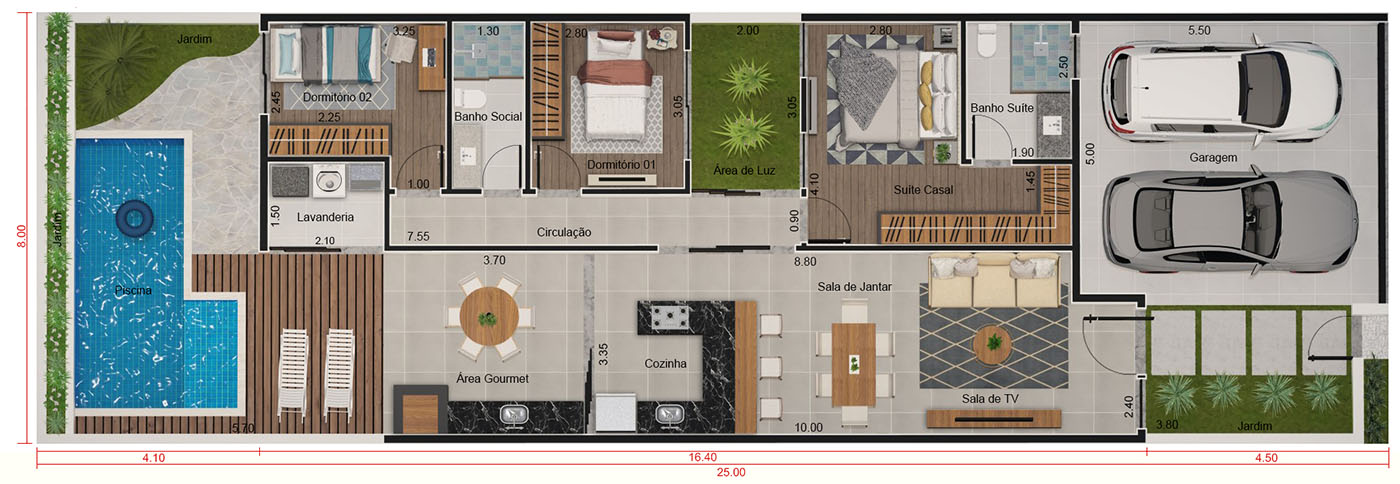Proyecto de planta baja con piedra en fachada8x25