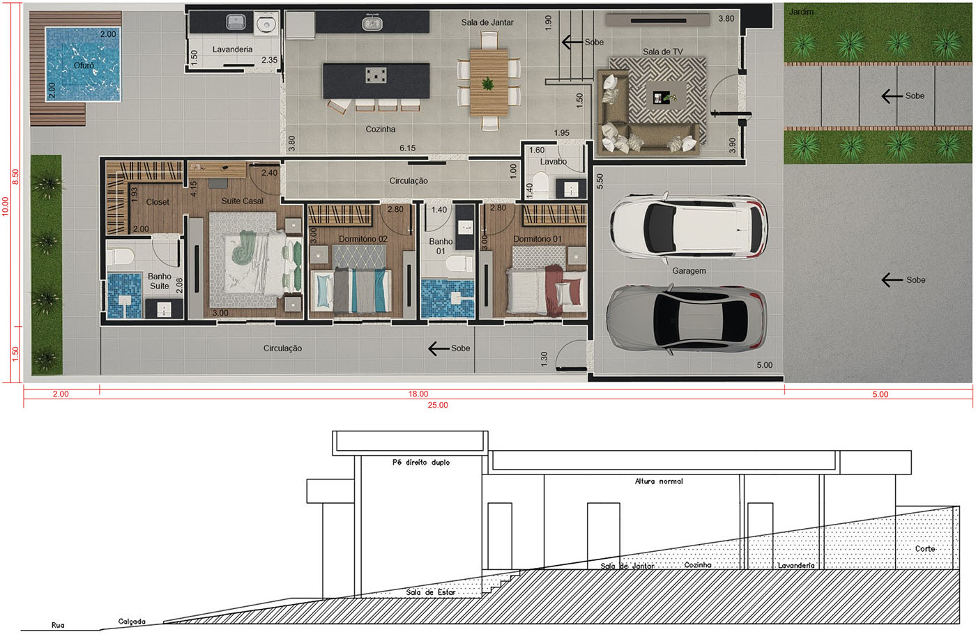 Plano baja inclinada10x25