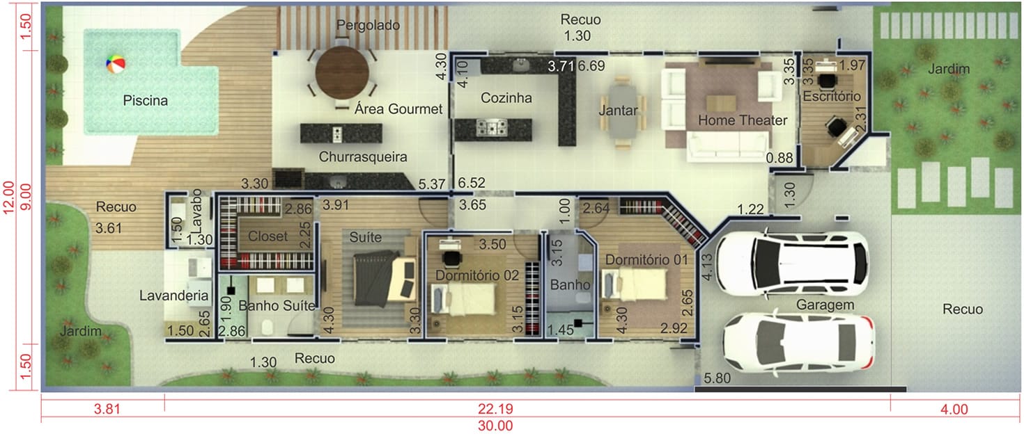 Casa planta baja con espacio gourmet12x30