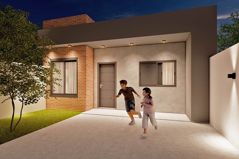 Plano de casa de una sola planta de 70m²