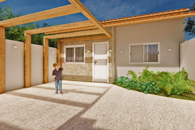 Plano de casa de una sola planta de 70m²
