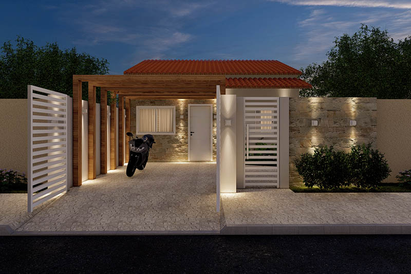 Plano de casa de una sola planta de 70m²