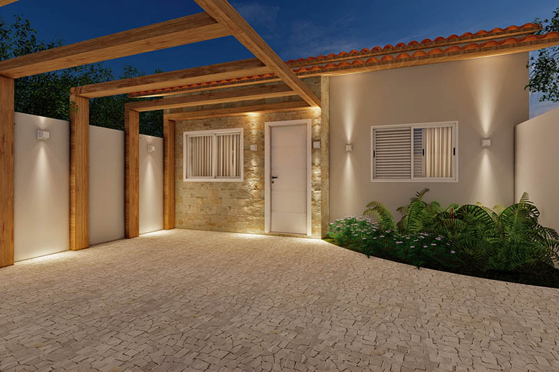 Plano de casa de una sola planta de 70m²