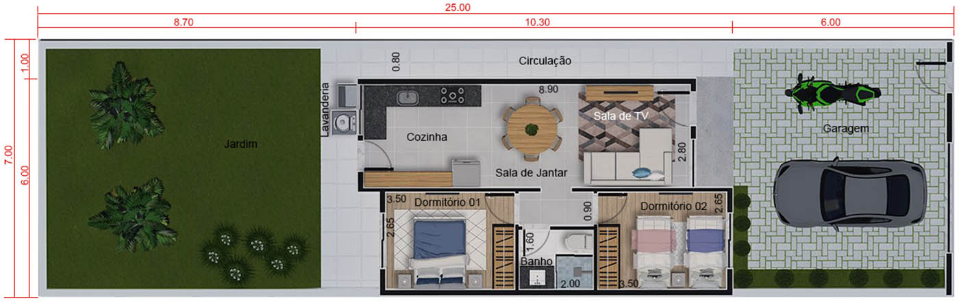 Proyecto de casa popular7x25