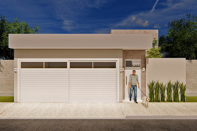 Planta única con dependencia y piscina