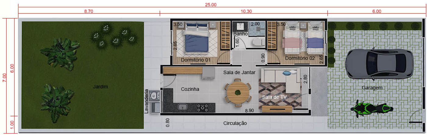 Diseño de casa pequeña7x25