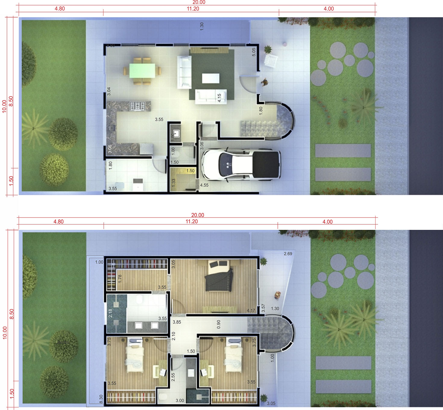 Plano de casa moderna10x20