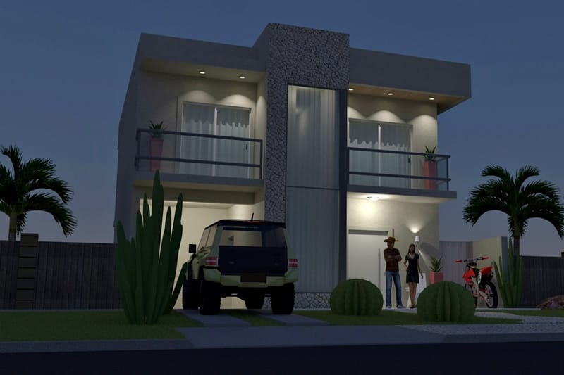 Plano de casa con zona de juegos