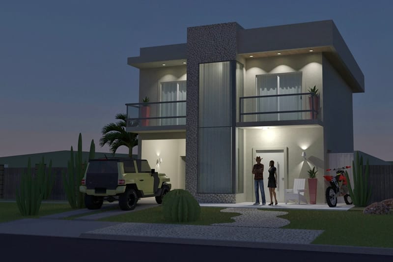 Plano de casa con zona de juegos