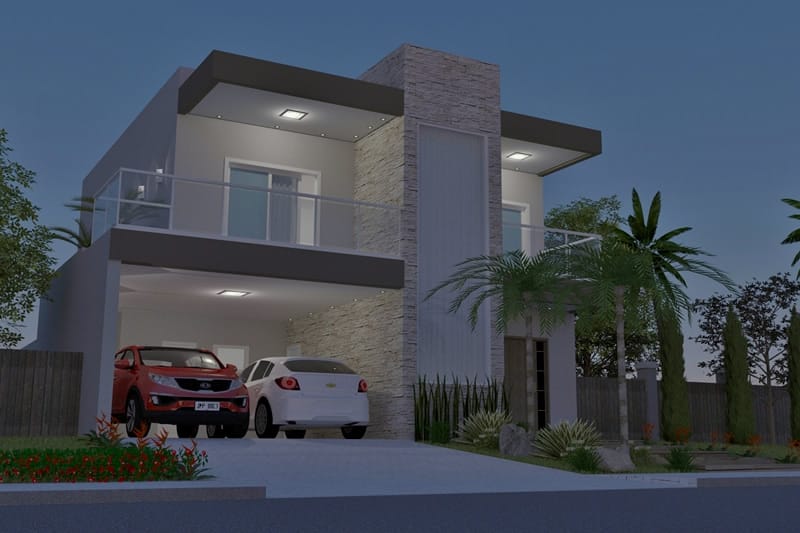 Plano de casa con piscina y terraza
