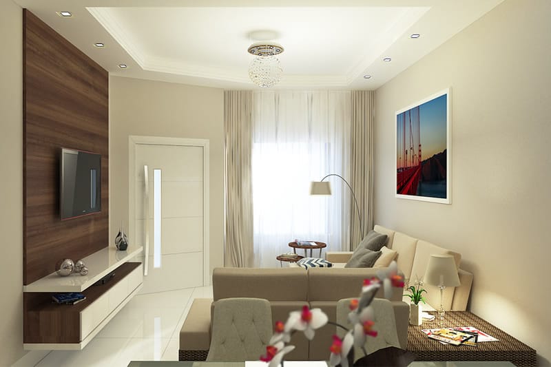 Plano de casa con fachada de madera