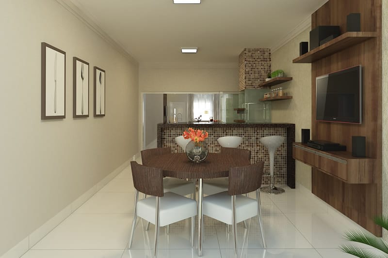 Plano de casa con fachada de madera