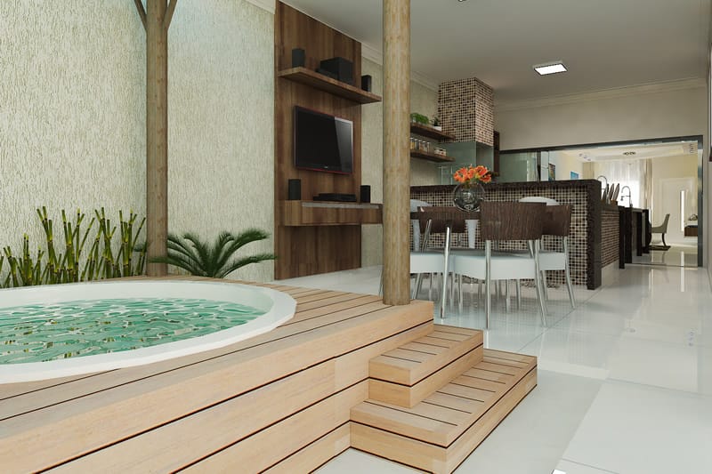 Plano de casa con zona de juegos
