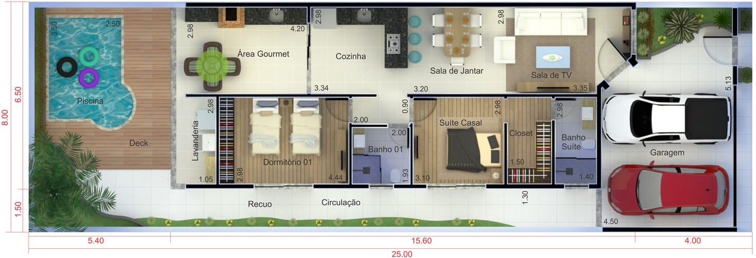 Plano de casa popular8x25
